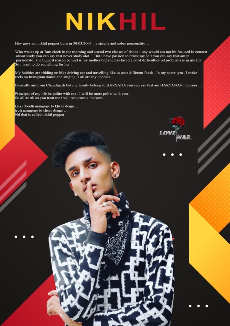 Model Nikhil popper Chandigarh Love and war