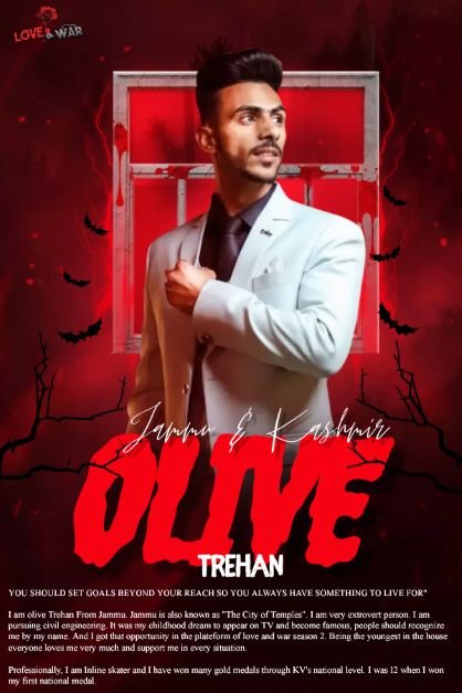 Model OLIVE TREHAN JAMMU love and war