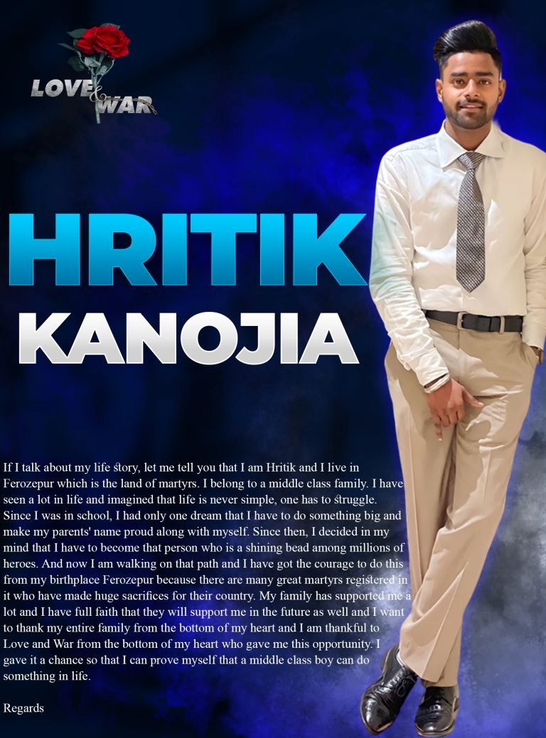 MODEL Hritik Kanojia Ferozepur LOVE and WAR