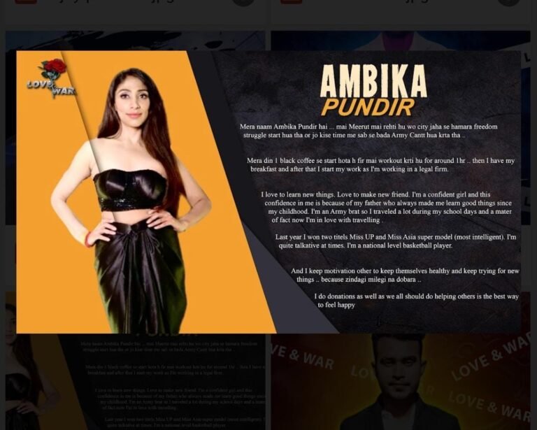 MODEL AMBIKA PUNDIR MEERUT LOVE and WAR