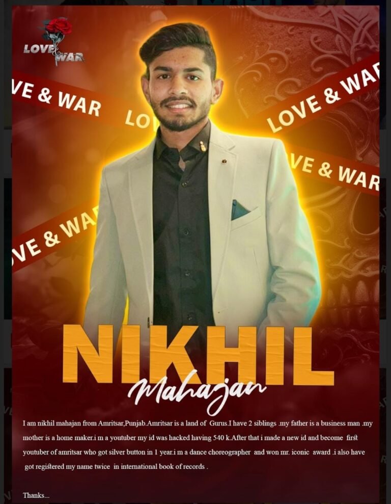 MODEL Nikhil Mahajan Amritsar LOVE and WAR