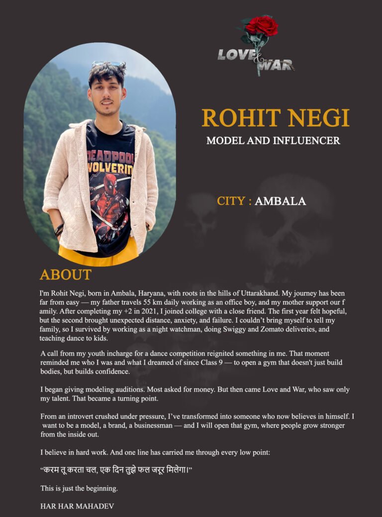 Model and Influencer Rohit Negi