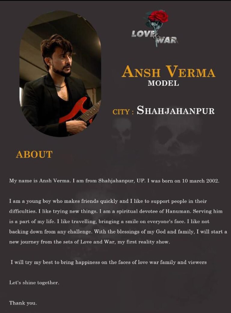 Model Ansh Verma Shahjahanpur